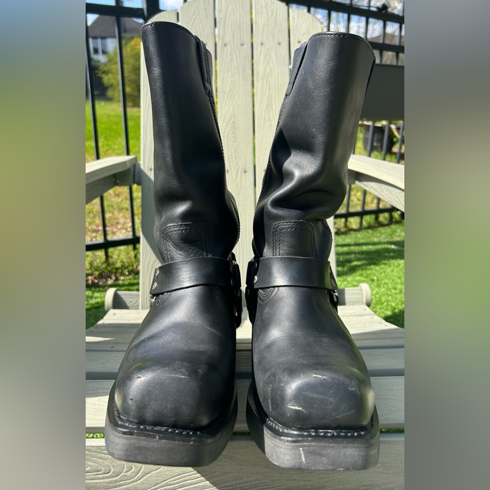 Harley Davidson Mega Harness Black Leather Motorcycle Riding Boots Men’s 11 wide - Picture 7 of 13